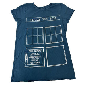 Dr. Who Her Universe TARDIS T-Shirt Dress Sci-Fi Blue 95% Cotton XL